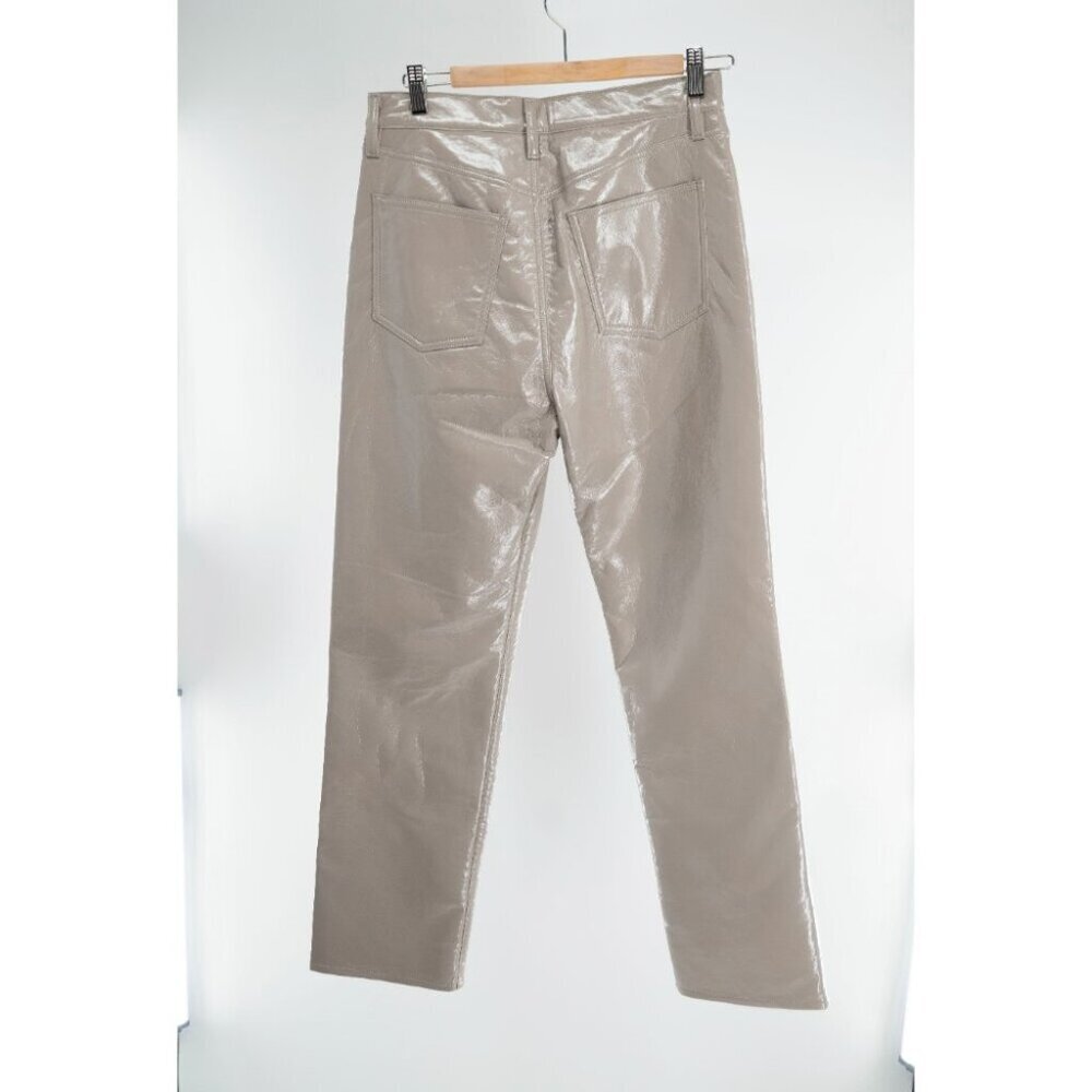 Agolde Recycled Leather 90's Pinch Waist Pants in Quail Patent | 28 - Picture 5 of 11
